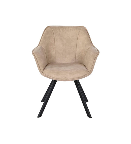 Black and beige DKD Home Decor armchair with wooden legs, measuring 64x67x85 cm, in a modern house and kitchen setting.