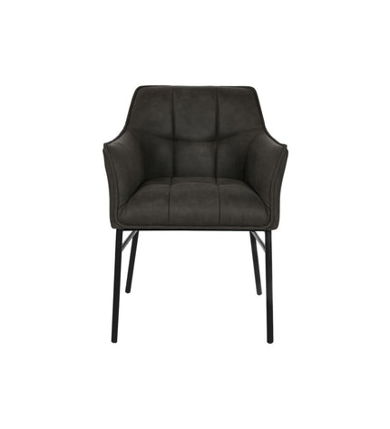 DKD Home Decor black, dark brown, and dark gray chair with wooden legs, 60 x 60 x 84 cm, suitable for home and kitchen decor.