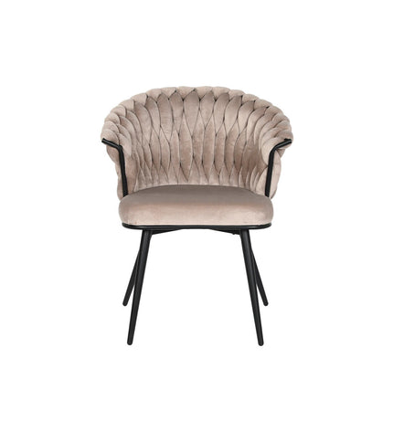 Black and beige DKD Home Decor armchair with wooden legs, measuring 60x66x84 cm, modern design for living room furniture.