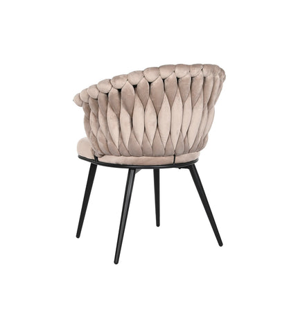 DKD Home Decor black and beige dining chair with wooden legs, dimensions 60 x 66 x 84 cm, suitable for home and kitchen decor.