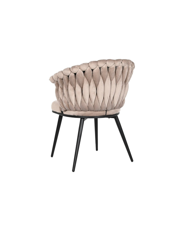 DKD Home Decor black and beige dining chair with wooden legs, dimensions 60 x 66 x 84 cm, suitable for home and kitchen decor.