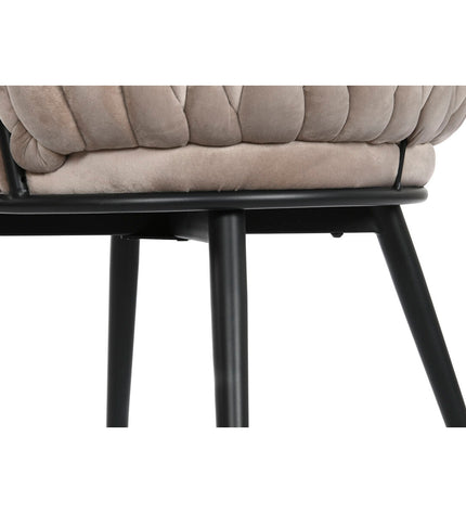 DKD Home Decor black and beige dining chair with wooden legs, measuring 60 x 66 x 84 cm, suitable for home and kitchen decor.