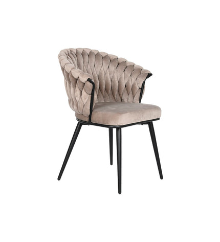 Black and beige DKD Home Decor chair with wooden legs, measuring 60x66x84 cm, suitable for home and kitchen use.
