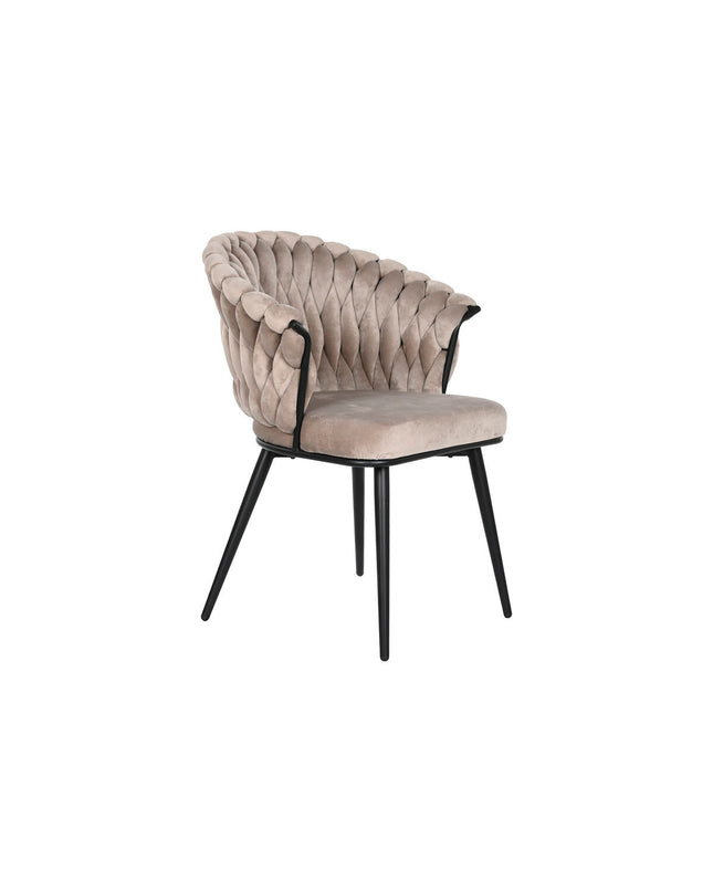 Black and beige DKD Home Decor chair with wooden legs, measuring 60x66x84 cm, suitable for home and kitchen use.