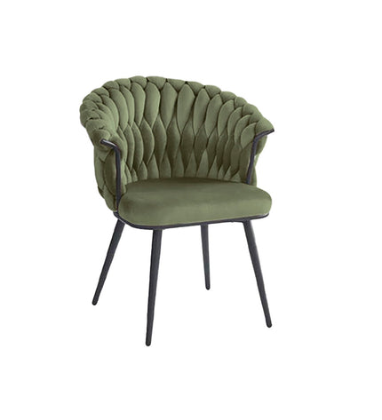 Black and green DKD Home Decor velvet fabric armchair with metal legs, measuring 66x60x84 cm, for home and kitchen decor.