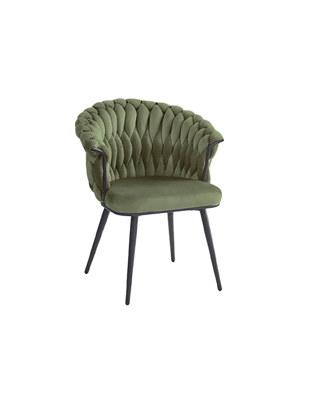 Black and green DKD Home Decor velvet fabric armchair with metal legs, measuring 66x60x84 cm, for home and kitchen decor.