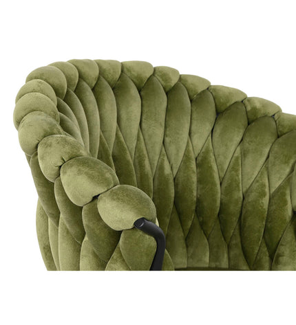 DKD Home Decor black and green velvet polyester chair with metal legs, measuring 66x60x84 cm, modern house and kitchen furniture
