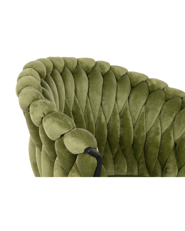 DKD Home Decor black and green velvet polyester chair with metal legs, measuring 66x60x84 cm, modern house and kitchen furniture
