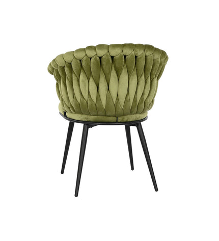Black and green DKD Home Decor velvet chair with metal legs, measuring 66x60x84 cm, in a stylish home and kitchen setting.