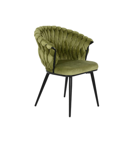 Black and green velvet DKD Home Decor chair with metal legs, measuring 66x60x84 cm, suitable for home and kitchen use.