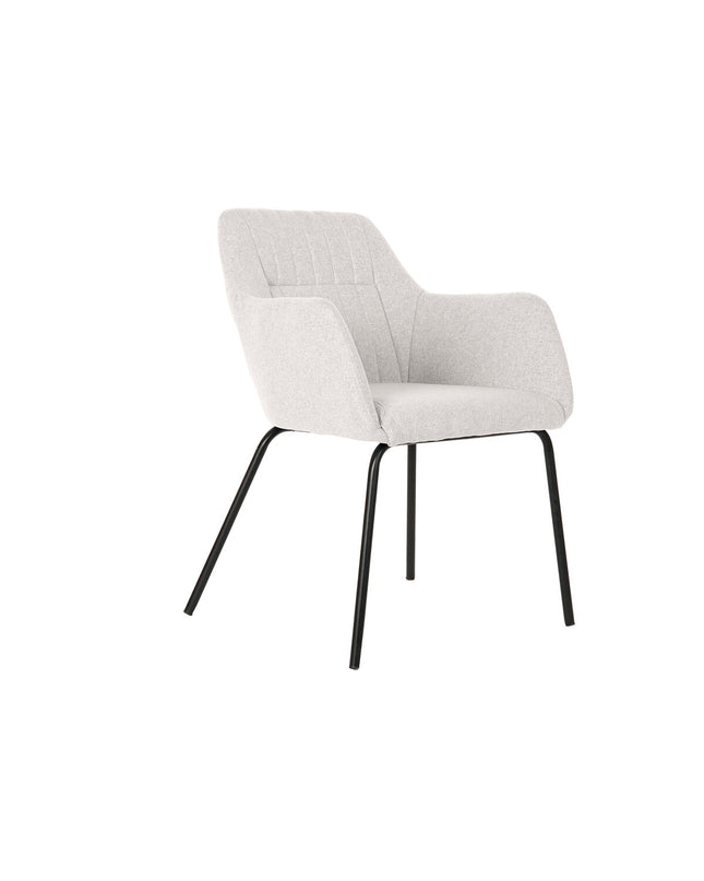 Beige DKD Home Decor chair with polyester upholstery and metal legs, measuring 59.5 x 60.5 x 78 cm, in a home interior setting.