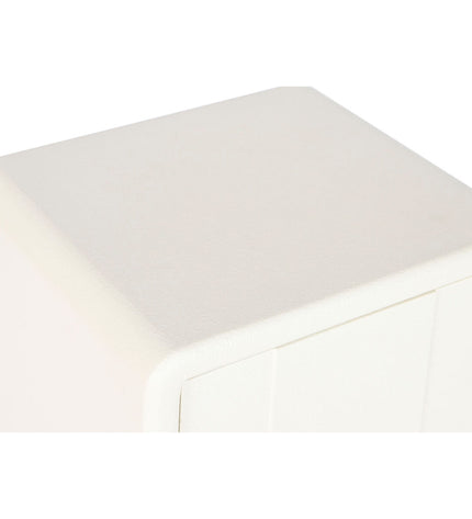 White MDF nightstand with wooden finish, DKD Home Decor, 45x40x55 cm, modern bedroom furniture, showing smooth surface and sturdy design.