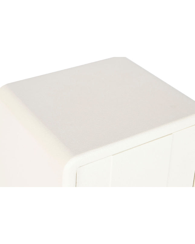 White MDF nightstand with wooden finish, DKD Home Decor, 45x40x55 cm, modern bedroom furniture, showing smooth surface and sturdy design.