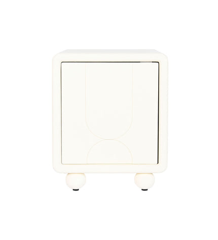 White wooden nightstand by DKD Home Decor with MDF, measuring 45x40x55 cm, suitable for bedroom or living space.