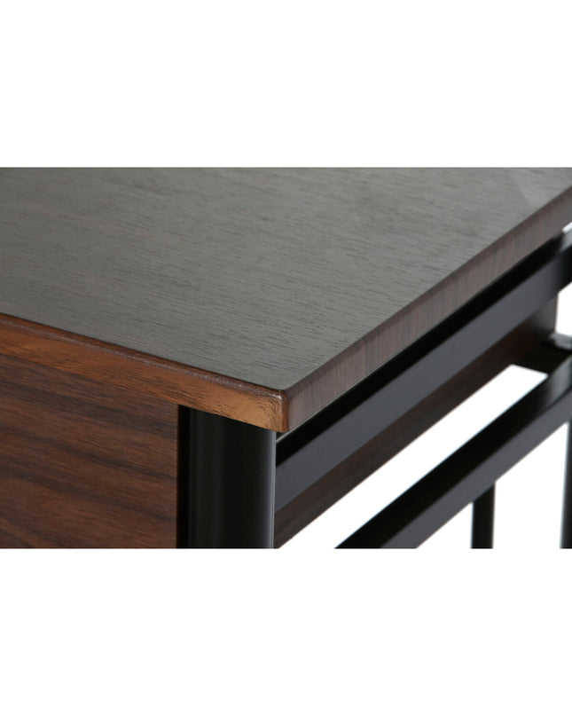 DKD Home Decor furniture set in black and wood finish, includes dining table and chairs, dimensions 80x50x84 cm for home and kitchen use.
