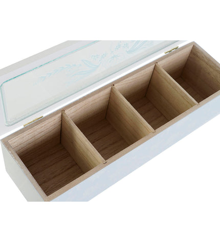 Set of three DKD Home Decor infusion boxes with blue, green, and lilac colors, featuring glass, wood, and MDF materials.