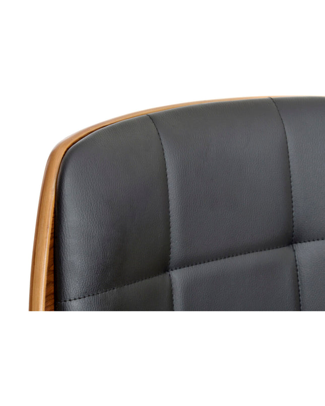 DKD Home Decor brown, black, and silver chair with wooden legs, measuring 50x52x121 cm, suitable for home and kitchen furniture.
