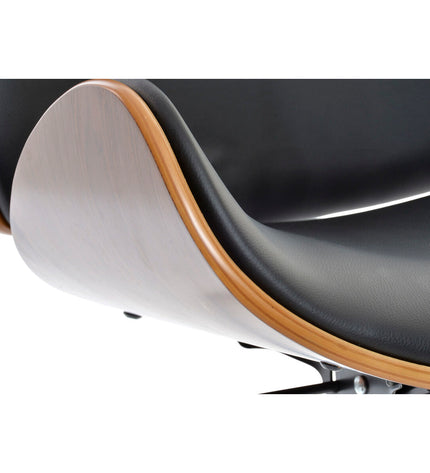 DKD Home Decor brown, black, and silver chair with wooden legs, measuring 52x58.5x98 cm, in a modern home interior setting.