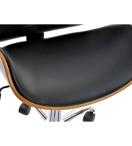 DKD Home Decor brown and black chair with silver accents, measuring 52 x 58.5 x 98 cm, in a house and kitchen setting.