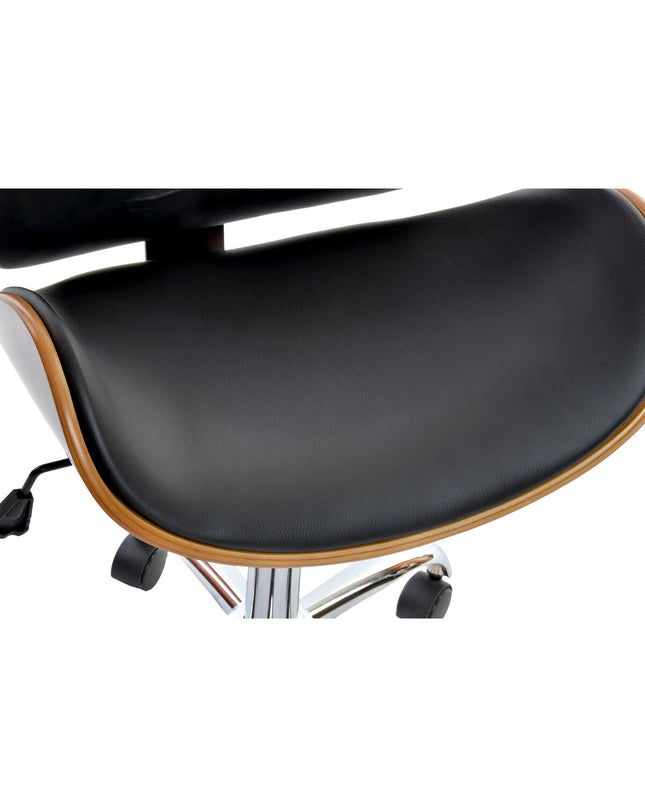 DKD Home Decor brown and black chair with silver accents, measuring 52 x 58.5 x 98 cm, in a house and kitchen setting.