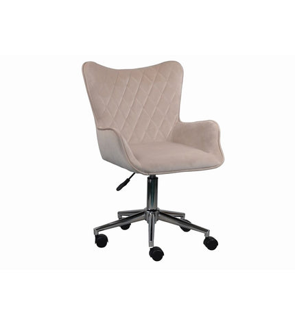 Cream-colored DKD Home Decor chair with silver accents, measuring 52 x 56.5 x 80 cm, in a modern house and kitchen setting.