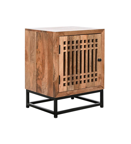 DKD Home Decor mango wood bedside table, 50x40x65 cm, with natural wood grain finish and simple design for bedroom or living room.