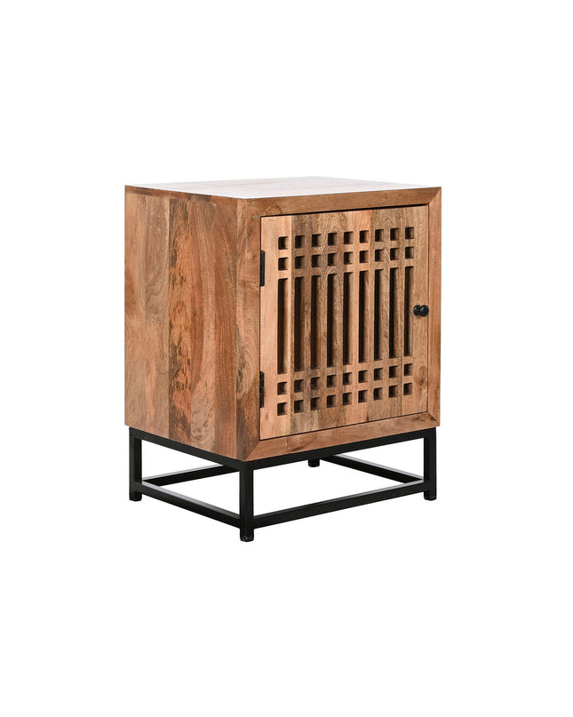 DKD Home Decor mango wood bedside table, 50x40x65 cm, with natural wood grain finish and simple design for bedroom or living room.