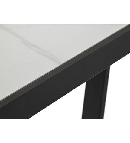 Home ESPRIT white and black dining table with metal frame, 150 x 80 x 75 cm, suitable for home and kitchen spaces.