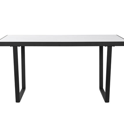 Home ESPRIT white and black dining table with metal legs, 150x80x75 cm, modern furniture for home dining rooms.