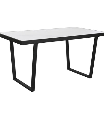 Home ESPRIT eettafel with white tabletop and black metal legs, 150x80x75 cm, suitable for dining and kitchen areas.