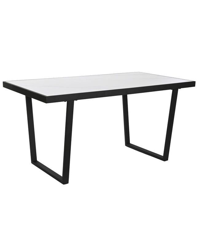 Home ESPRIT eettafel with white tabletop and black metal legs, 150x80x75 cm, suitable for dining and kitchen areas.