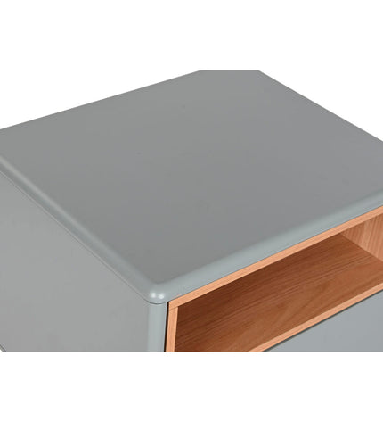 Home ESPRIT Nachtkastje in blauw en grijs met natuurlijk houten MDF, 48x40x55 cm, modern bedside table for bedroom decor.