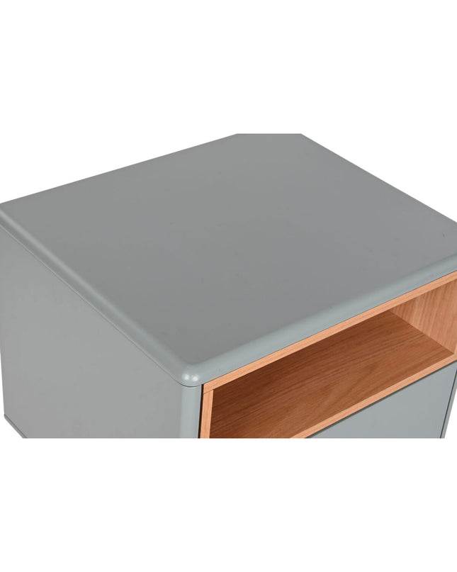 Home ESPRIT Nachtkastje in blauw en grijs met natuurlijk houten MDF, 48x40x55 cm, modern bedside table for bedroom decor.