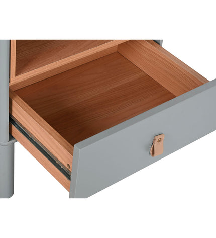 Home ESPRIT nightstand in blue-gray natural wood finish, MDF, measuring 48x40x55 cm, with a simple modern design.