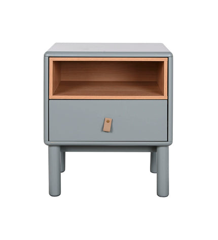 Home ESPRIT blue-gray nightstand made of natural MDF wood, measuring 48x40x55 cm, with a simple modern design.