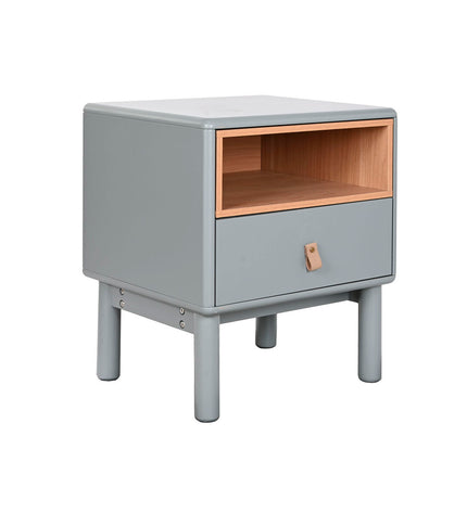 Home ESPRIT Nachtkastje in blauw en grijs met natuurlijk houten MDF, 48x40x55 cm, modern bedside table for bedroom decor.
