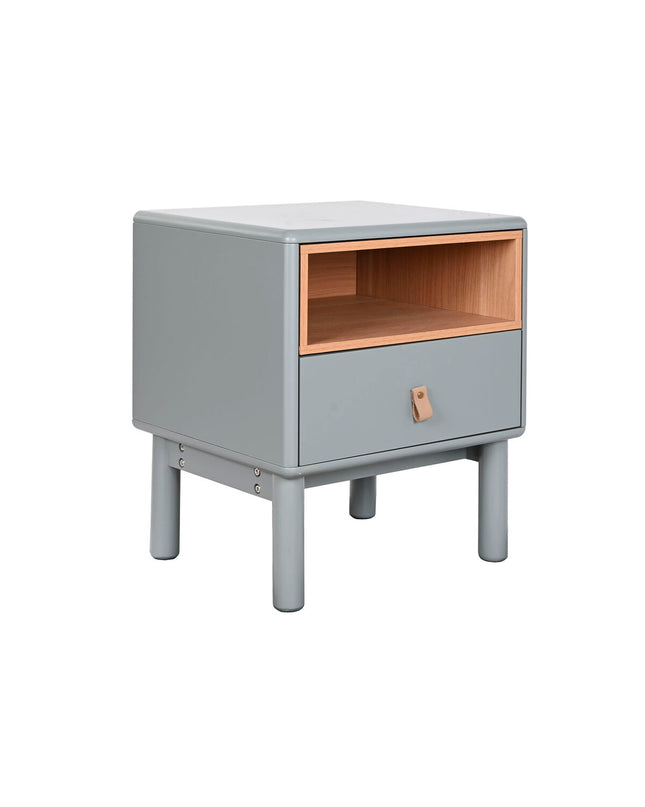 Home ESPRIT Nachtkastje in blauw en grijs met natuurlijk houten MDF, 48x40x55 cm, modern bedside table for bedroom decor.