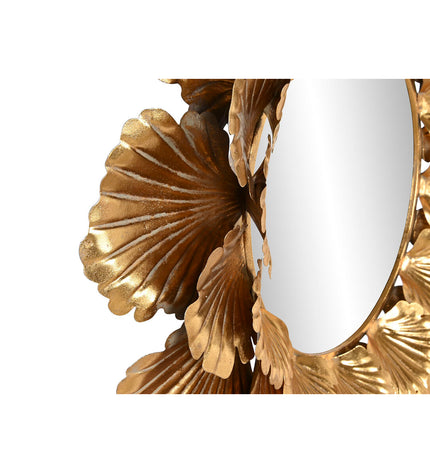 Home ESPRIT Wandspiegel with gold leaf plant design, 76.5 cm tall, decorative mirror for home interior decor.