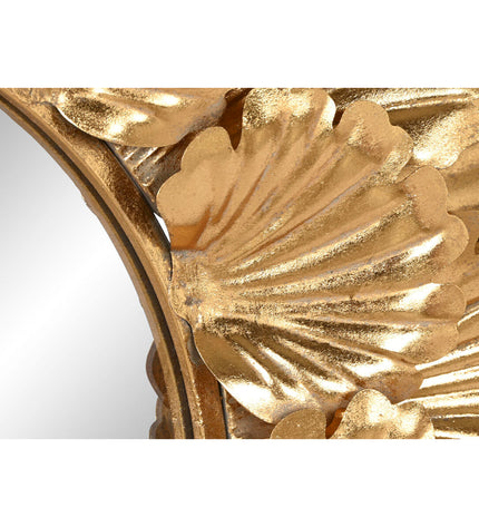 Home ESPRIT gold leaf plant-shaped wall mirror, 76.5x8x76.5 cm, decorative home decor with botanical design.