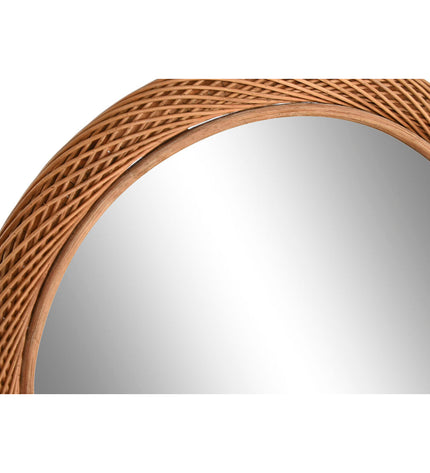 Home ESPRIT light brown circular wall mirror, 72x7x72 cm, modern home decor with natural wood finish.
