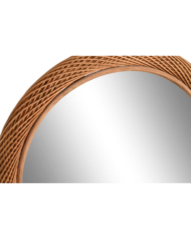 Home ESPRIT light brown circular wall mirror, 72x7x72 cm, modern home decor with natural wood finish.
