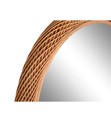 Home ESPRIT light brown round wall mirror, 72x72cm, natural style, suitable for home decor and kitchen areas.