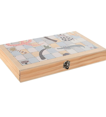 Home ESPRIT bordspel, colorful game pieces and box, for family fun and entertainment.