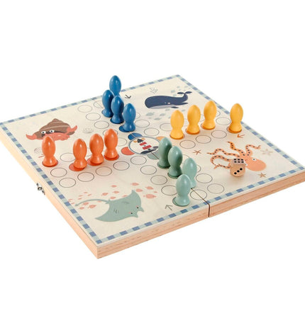 Home ESPRIT Parchis game set, 26x13x3.3 cm, featuring colorful game pieces and a game board for fun family play.