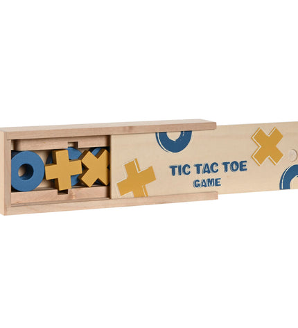 Home ESPRIT Tic Tac Toe game, wooden 18x6x3 cm, fun toy and game for kids featuring a classic three-in-a-row play area.