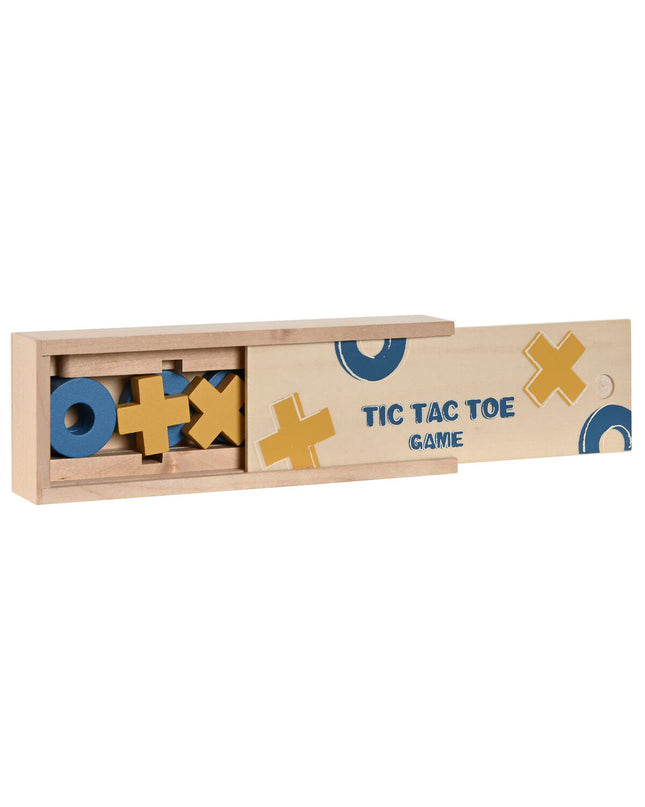 Home ESPRIT Tic Tac Toe game, wooden 18x6x3 cm, fun toy and game for kids featuring a classic three-in-a-row play area.