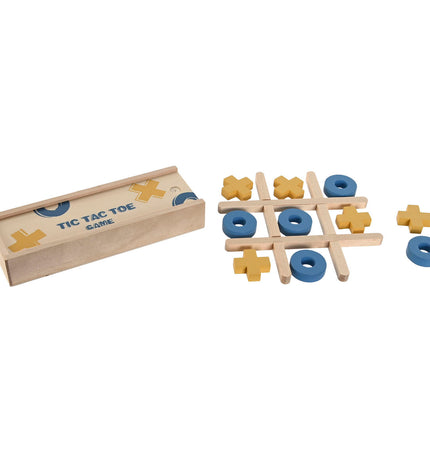 Home ESPRIT Tic Tac Toe game in a compact 18x6x3 cm wooden box with colorful game pieces for fun, portable gameplay.