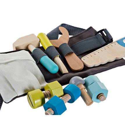 Home ESPRIT speelgoedgereedschap set with toy hammer, screwdriver, and tools in a colorful imitation play set.