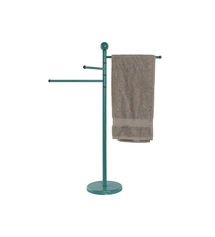 Two beige and turquoise metal free-standing towel racks from Home ESPRIT, 43x22x90 cm, suitable for bathroom organization.