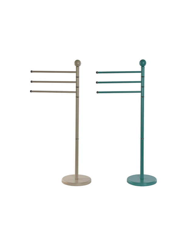 Two beige and turquoise metal standing towel racks by Home ESPRIT, each measuring 43 x 22 x 90 cm, for bathroom use.